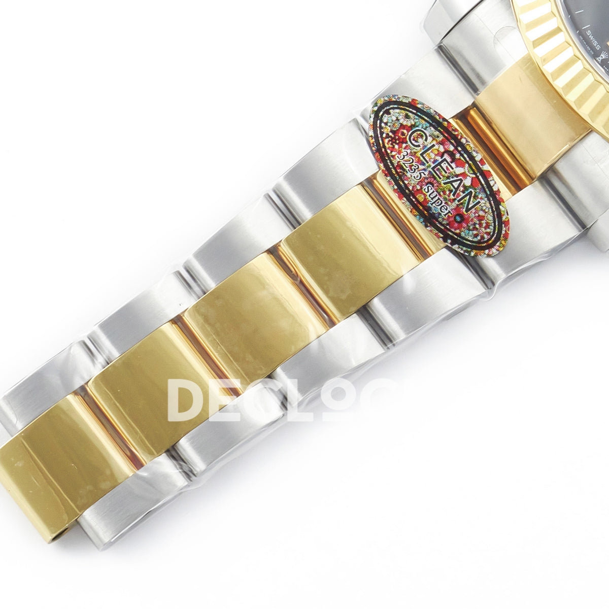 Rolex Datejust 41 Black Yellow Gold Clean Oyster — Μπρασελέ και εργοστασιακό sticker