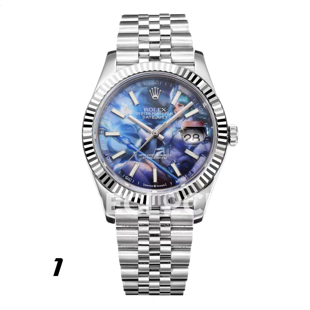 Rolex Datejust 41 Custom Blue Artwork Jubilee — Σχέδιο καντράν 1