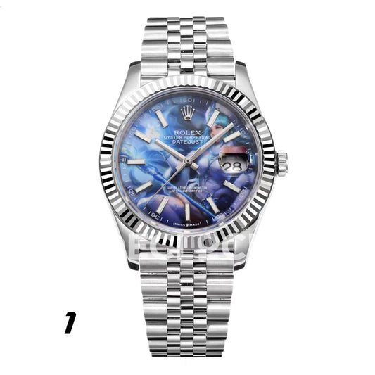 Rolex Datejust 41 Custom Blue Artwork Jubilee — Σχέδιο καντράν 1