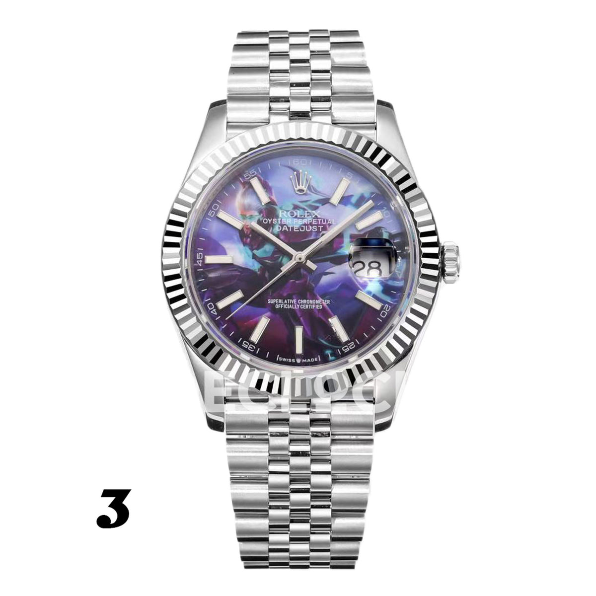 Rolex Datejust 41 Custom Blue Artwork Jubilee — Σχέδιο καντράν 3