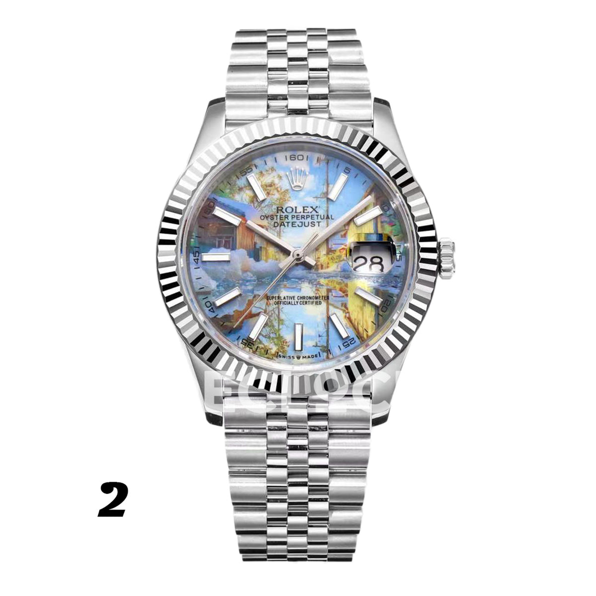 Rolex Datejust 41 Custom Multicolor Artwork Jubilee — Σχέδιο καντράν 2