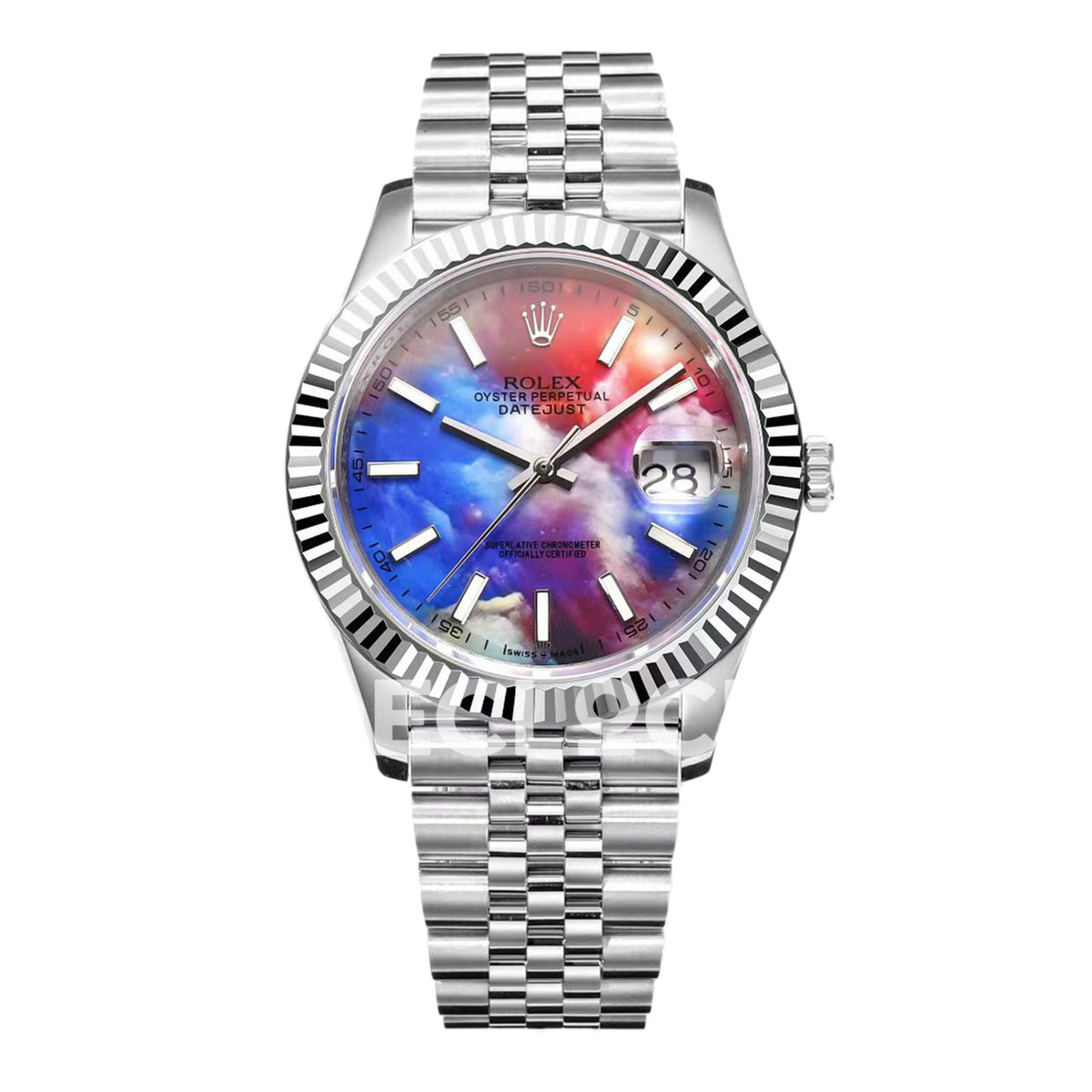 Rolex Datejust 41 Custom Multicolor Artwork Jubilee — Μπροστινή όψη