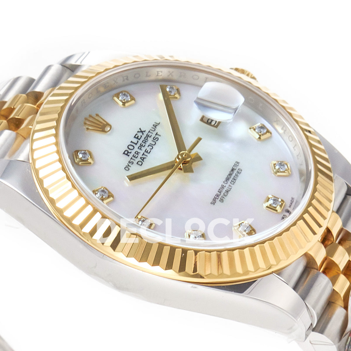 Rolex Datejust 41 MOP Diamond Yellow Gold Clean Jubilee — Λοξή όψη στεφάνης