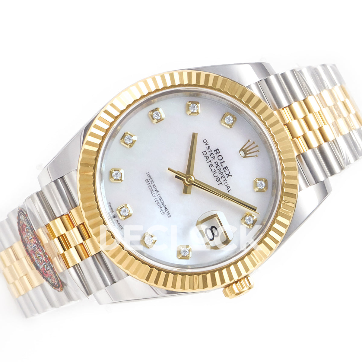 Rolex Datejust 41 MOP Diamond Yellow Gold Clean Jubilee — Οριζόντια όψη καντράν