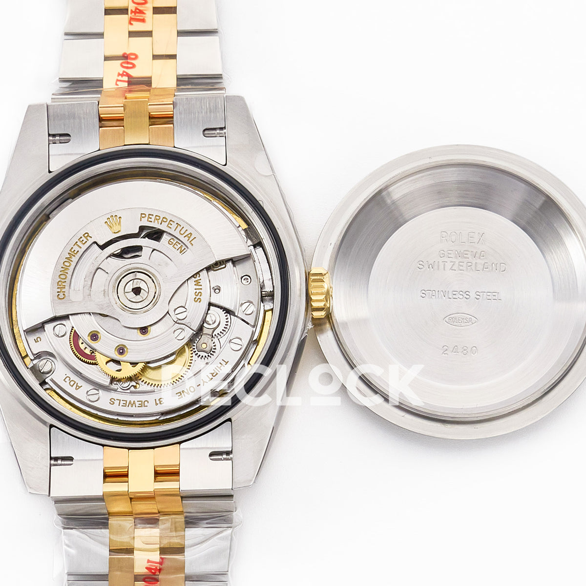 Rolex Datejust 41 MOP Diamond Yellow Gold Clean Jubilee — Ανοιχτή κάσα και μηχανισμός