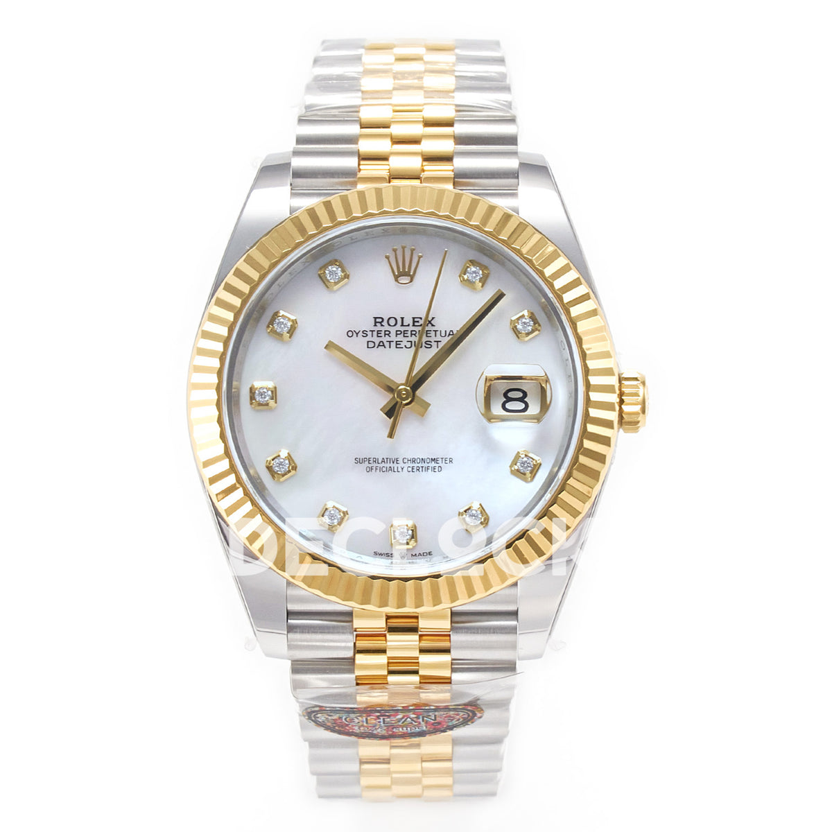 Rolex Datejust 41 MOP Diamond Yellow Gold Clean Jubilee — Μπροστινή όψη