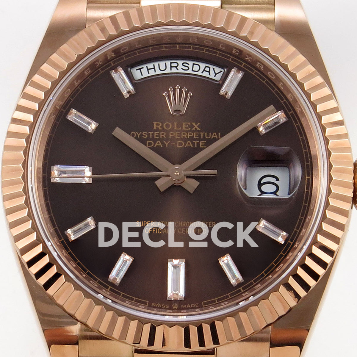 Rolex Day-Date 40 228235 QF Chocolate Gem Dial President JH3255 V9 replica - dial closeup