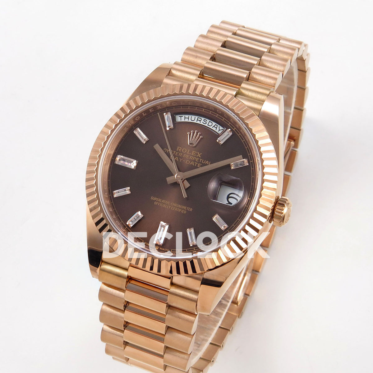 Rolex Day-Date 40 228235 QF Chocolate Gem Dial President JH3255 V9 replica - three quarter