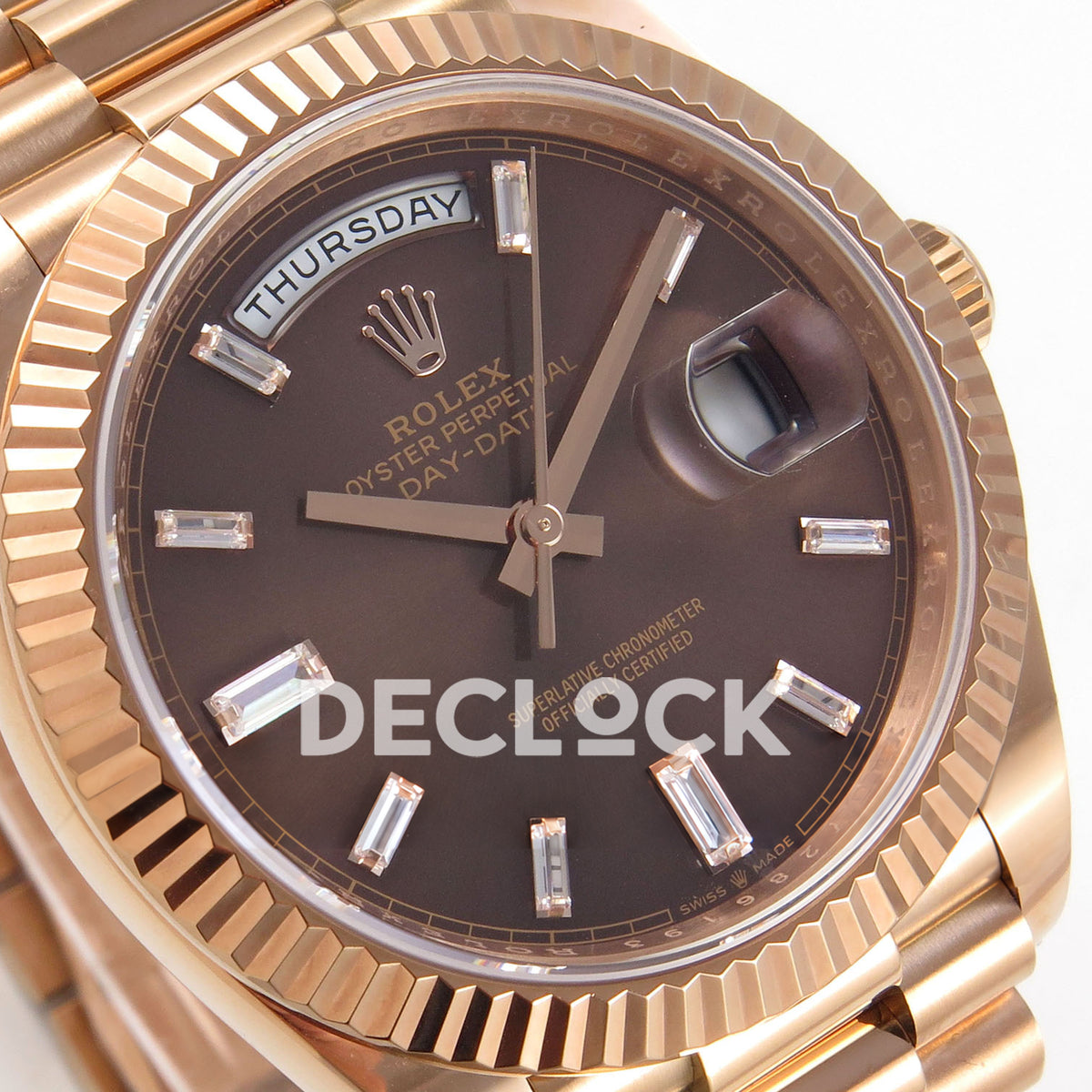 Rolex Day-Date 40 228235 QF Chocolate Gem Dial President JH3255 V9 replica - dial angle left