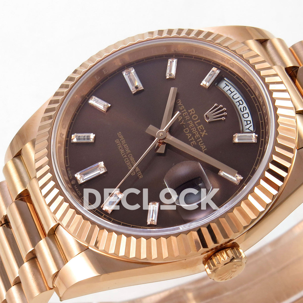 Rolex Day-Date 40 228235 QF Chocolate Gem Dial President JH3255 V9 replica - dial angle right