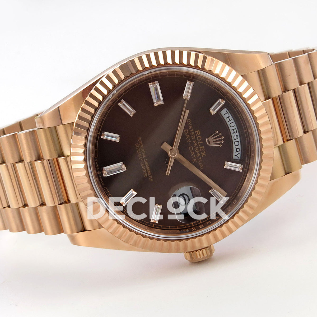 Rolex Day-Date 40 228235 QF Chocolate Gem Dial President JH3255 V9 replica - full watch left