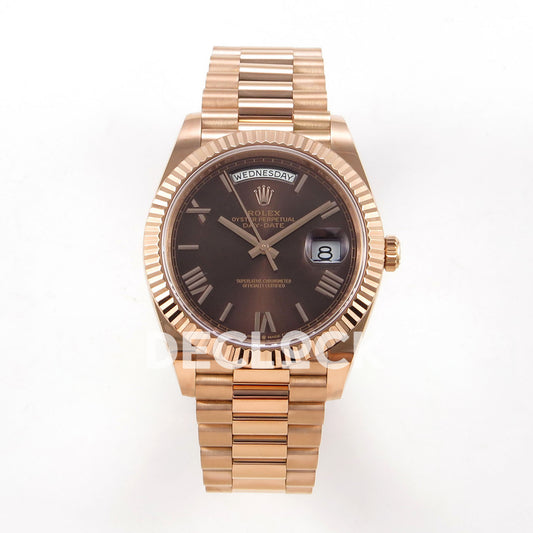 Rolex Day-Date 40 228235 QF Chocolate Roman Dial President JH3255 V9 replica - front