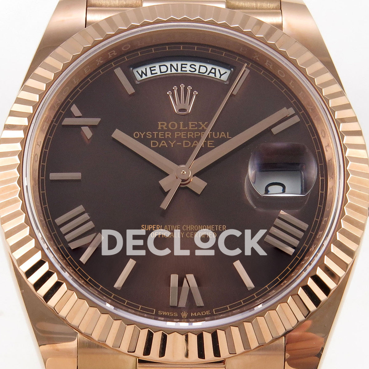 Rolex Day-Date 40 228235 QF Chocolate Roman Dial President JH3255 V9 replica - dial closeup
