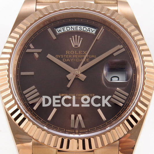 Rolex Day-Date 40 228235 QF Chocolate Roman Dial President JH3255 V9 replica - dial closeup