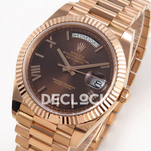 Rolex Day-Date 40 228235 QF Chocolate Roman Dial President JH3255 V9 replica - three quarter