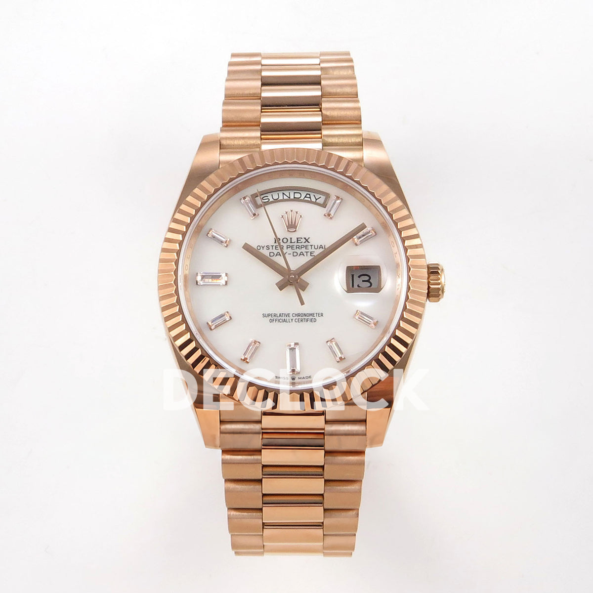 Rolex Day-Date 40 228235 QF White MOP Gem Dial President JH3255 V9 replica - front