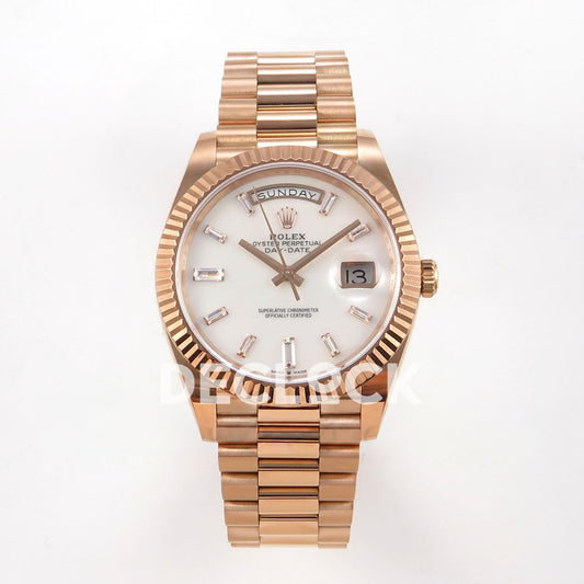 Rolex Day-Date 40 228235 QF White MOP Gem Dial President JH3255 V9 replica - front