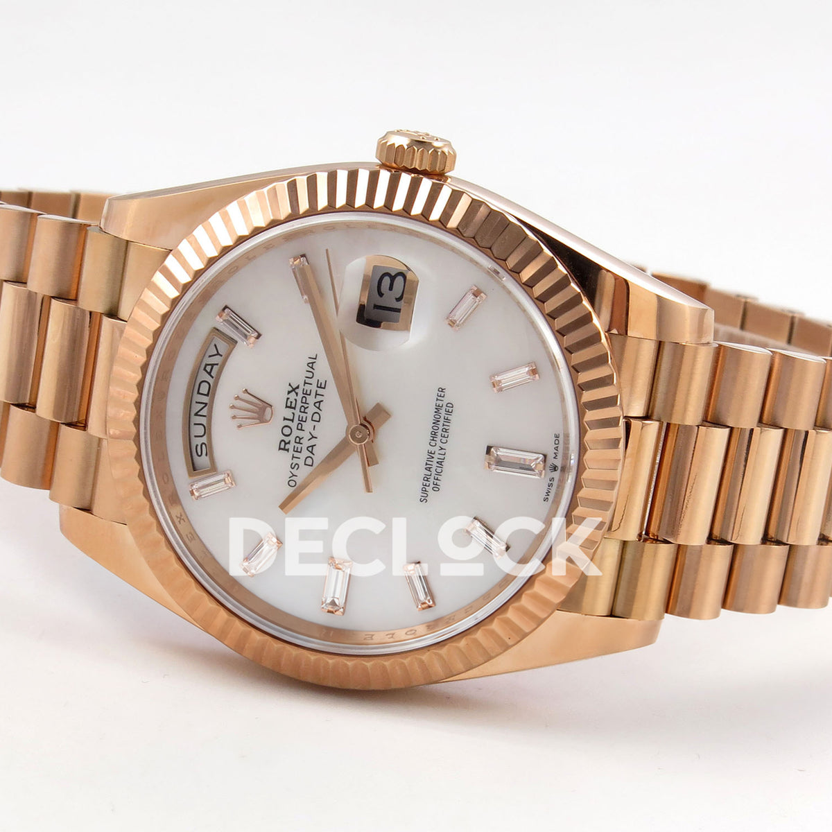 Rolex Day-Date 40 228235 QF White MOP Gem Dial President JH3255 V9 replica - full watch right