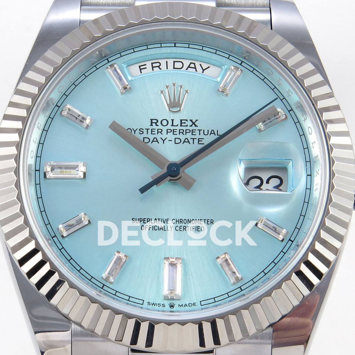Rolex Day-Date 40 228236 QF Ice Blue Gem Dial Steel President JH3255 V9 replica - dial closeup