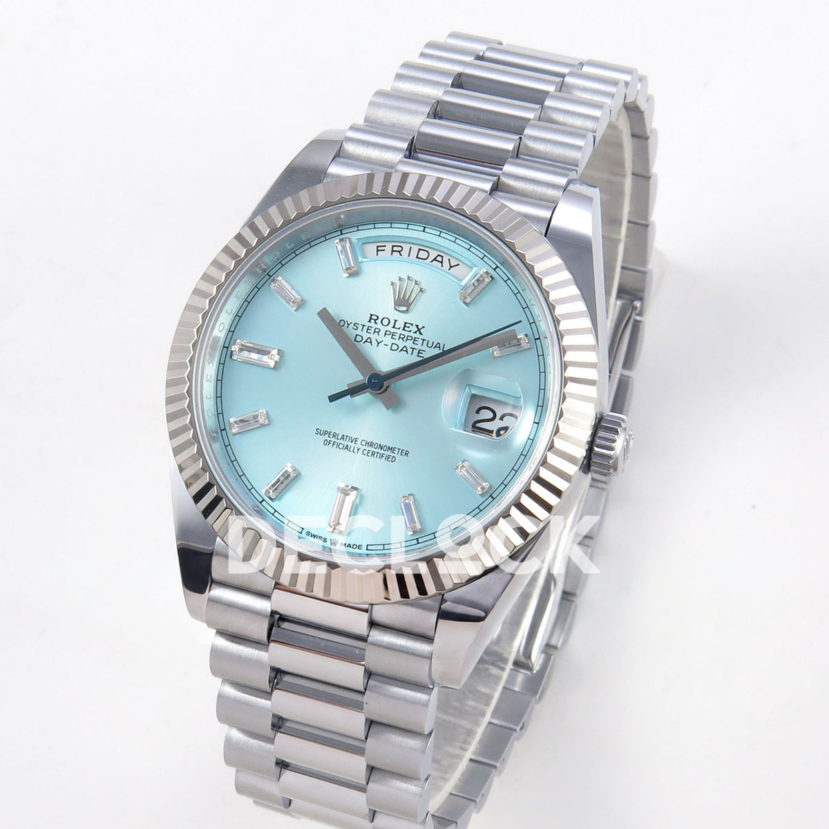 Rolex Day-Date 40 228236 QF Ice Blue Gem Dial Steel President JH3255 V9 replica - three quarter