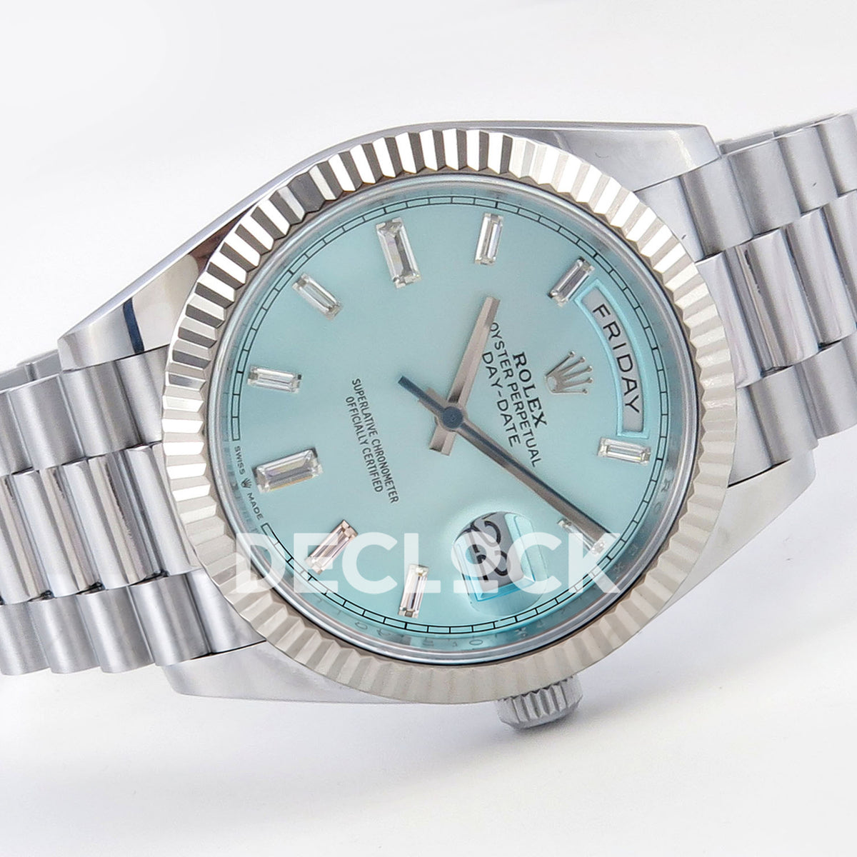 Rolex Day-Date 40 228236 QF Ice Blue Gem Dial Steel President JH3255 V9 replica - full watch left
