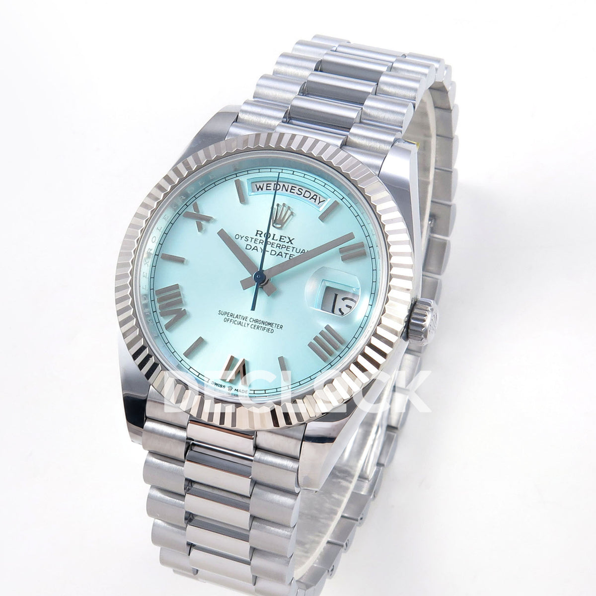Rolex Day-Date 40 228236 QF Ice Blue Roman Steel President JH3255 V9 replica - three quarter