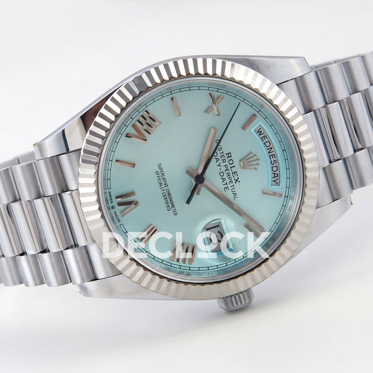 Rolex Day-Date 40 228236 QF Ice Blue Roman Steel President JH3255 V9 replica - full watch left