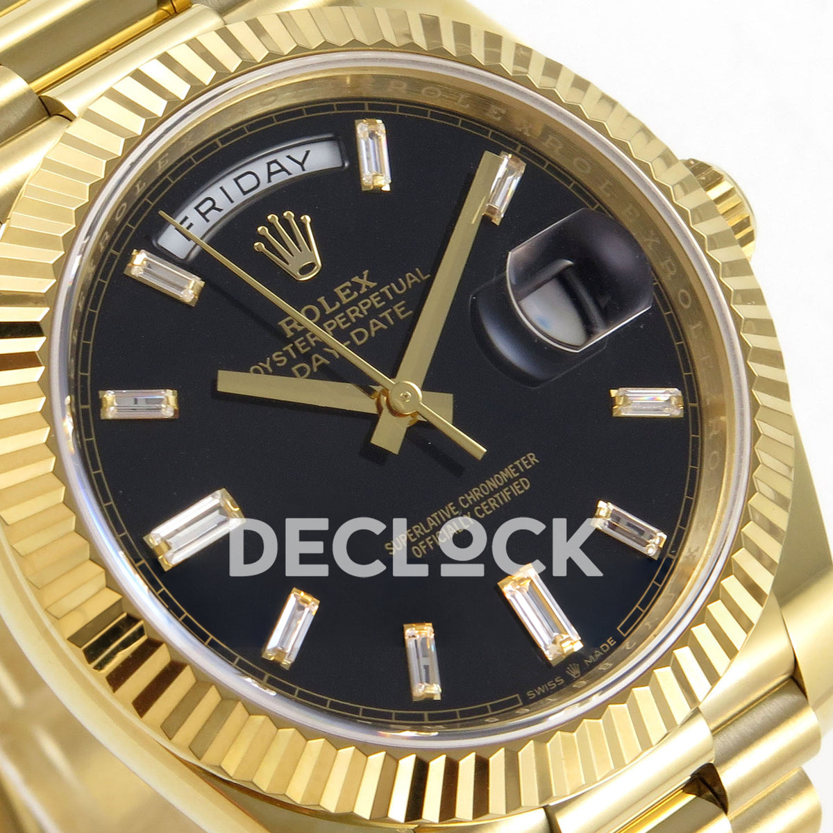 Rolex Day-Date 40 228238 QF Black Gem Dial President JH3255 V9 replica - dial angle left