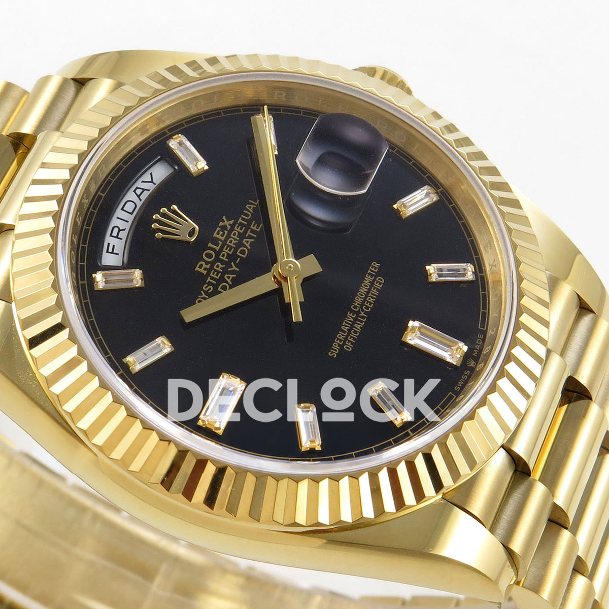 Rolex Day-Date 40 228238 QF Black Gem Dial President JH3255 V9 replica - dial side angle