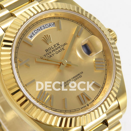 Rolex Day-Date 40 228238 QF Champagne Roman Dial President JH3255 V9 replica - dial angle left