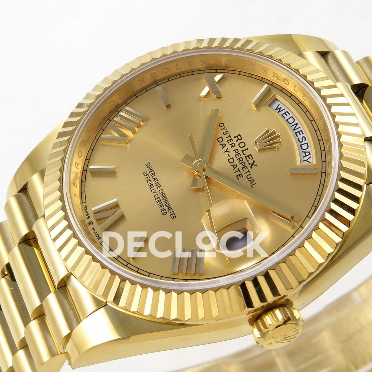 Rolex Day-Date 40 228238 QF Champagne Roman Dial President JH3255 V9 replica - dial angle right