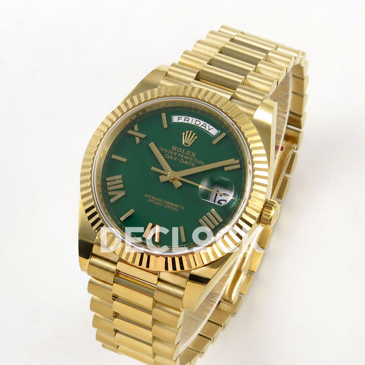 Rolex Day-Date 40 228238 QF Green Roman Dial President JH3255 V9 replica - three quarter