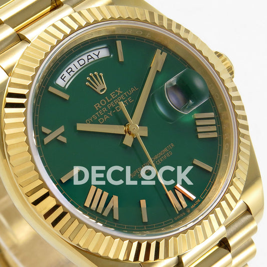 Rolex Day-Date 40 228238 QF Green Roman Dial President JH3255 V9 replica - dial angle left