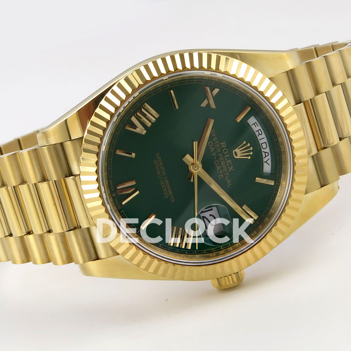 Rolex Day-Date 40 228238 QF Green Roman Dial President JH3255 V9 replica - full watch left