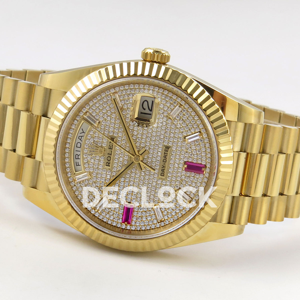 Rolex Day-Date 40 228238 QF Pave Dial Pink Markers President JH3255 V9 replica - full watch right
