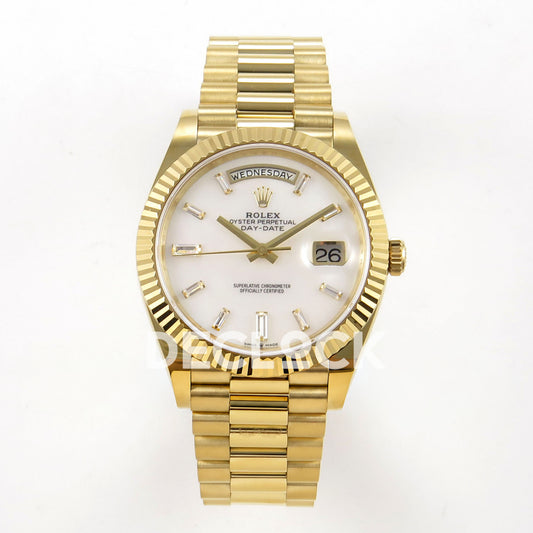 Rolex Day-Date 40 228238 QF White MOP Gem Dial President JH3255 V9 replica - front