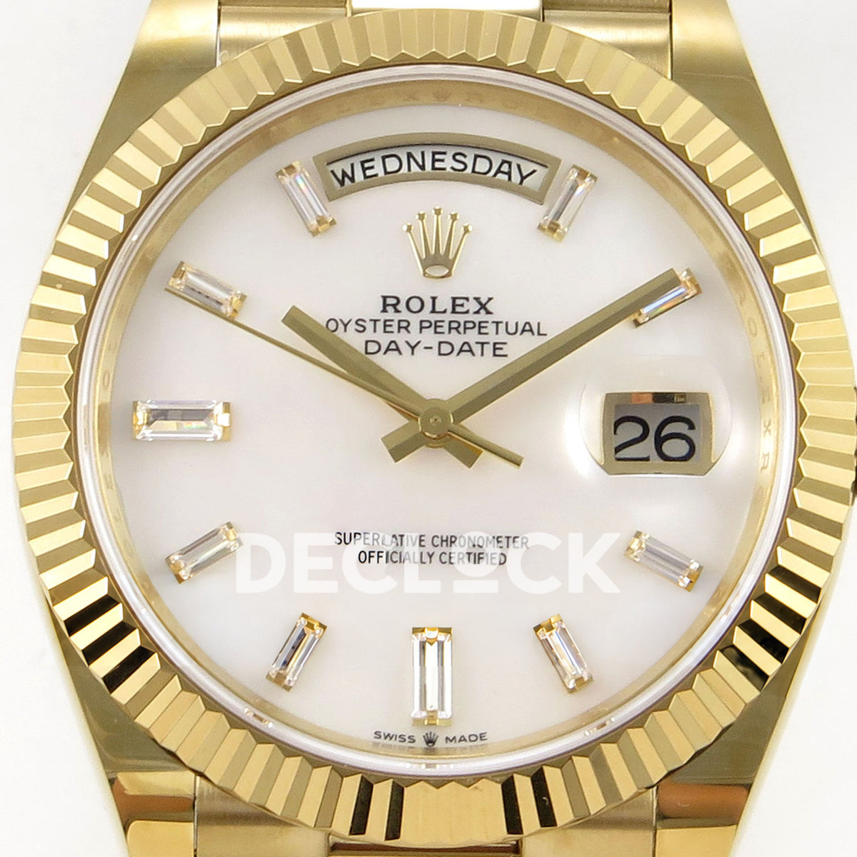 Rolex Day-Date 40 228238 QF White MOP Gem Dial President JH3255 V9 replica - dial closeup