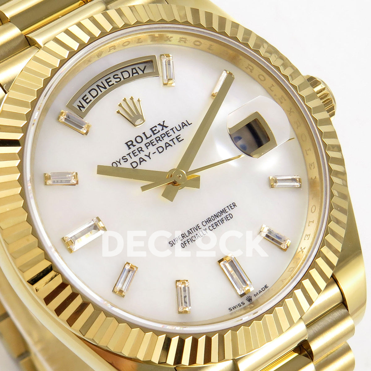 Rolex Day-Date 40 228238 QF White MOP Gem Dial President JH3255 V9 replica - dial angle left
