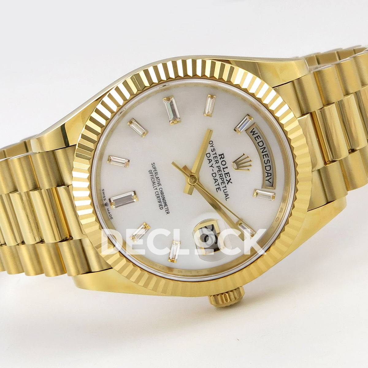 Rolex Day-Date 40 228238 QF White MOP Gem Dial President JH3255 V9 replica - full watch left