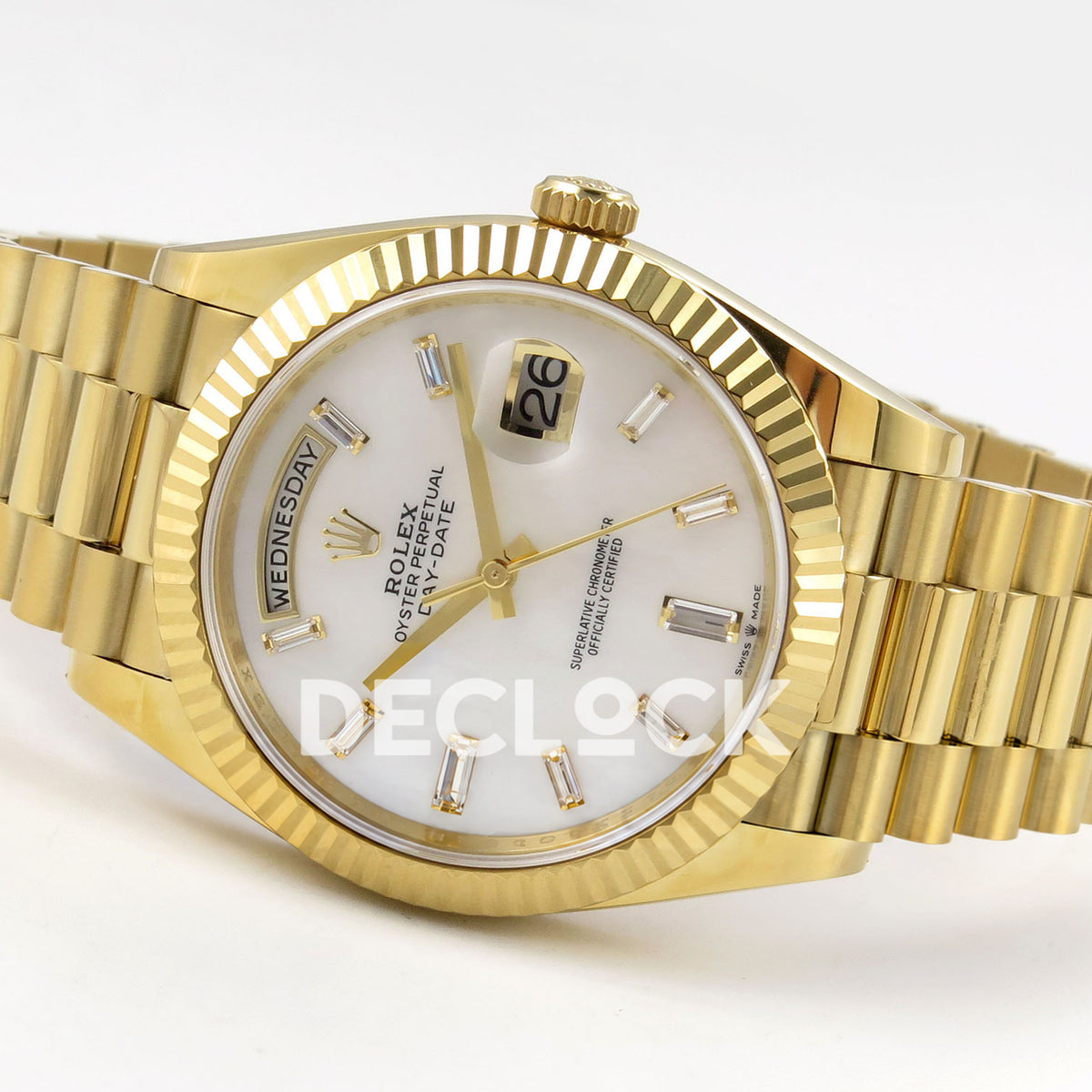 Rolex Day-Date 40 228238 QF White MOP Gem Dial President JH3255 V9 replica - full watch right