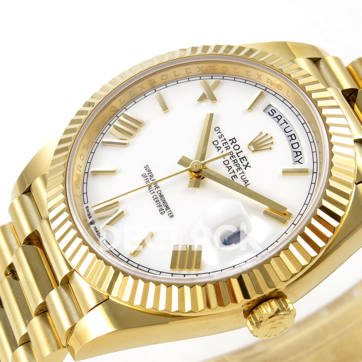 Rolex Day-Date 40 228238 QF White Roman Dial President JH3255 V9 replica - dial angle right