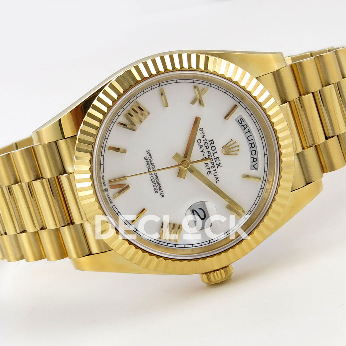 Rolex Day-Date 40 228238 QF White Roman Dial President JH3255 V9 replica - full watch left