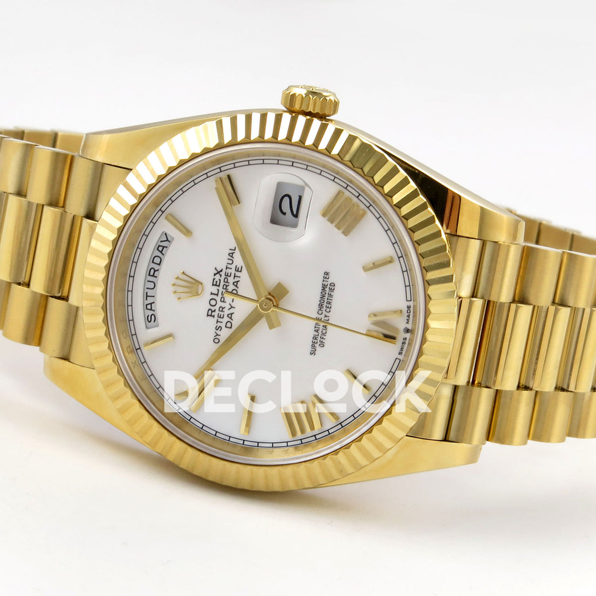 Rolex Day-Date 40 228238 QF White Roman Dial President JH3255 V9 replica - full watch right
