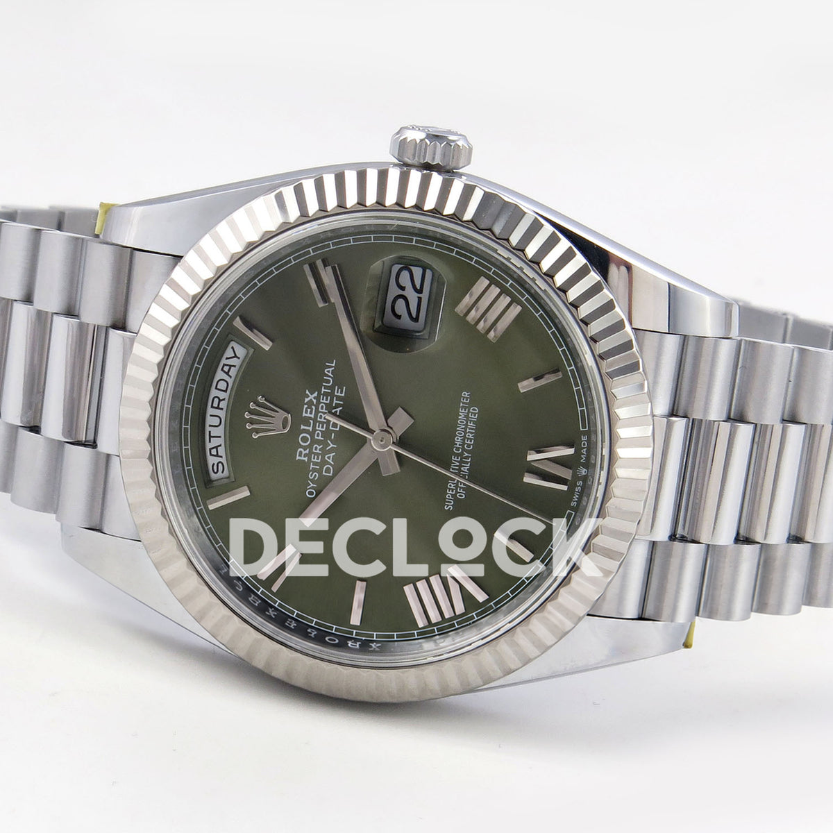 Rolex Day-Date 40 228239 QF Olive Green Roman Steel President JH3255 V9 replica - full watch right