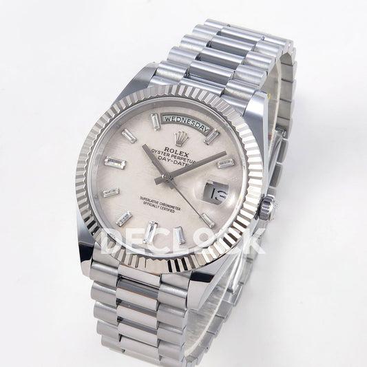 Rolex Day-Date 40 228239 QF Meteorite Gem Dial Steel President JH3255 V9 replica - three quarter