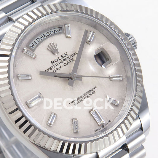 Rolex Day-Date 40 228239 QF Meteorite Gem Dial Steel President JH3255 V9 replica - dial angle left
