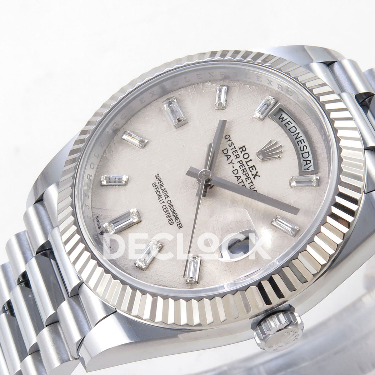 Rolex Day-Date 40 228239 QF Meteorite Gem Dial Steel President JH3255 V9 replica - dial angle right