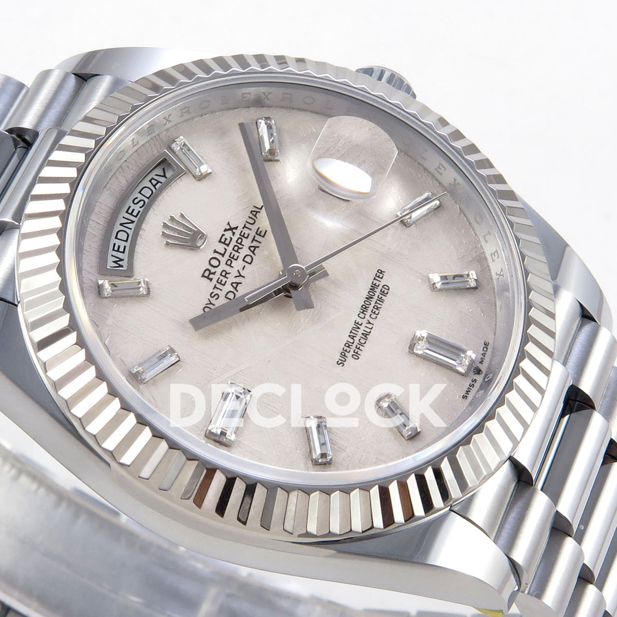Rolex Day-Date 40 228239 QF Meteorite Gem Dial Steel President JH3255 V9 replica - dial side angle