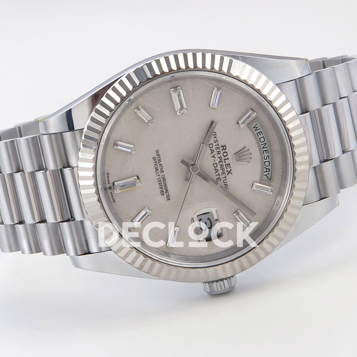 Rolex Day-Date 40 228239 QF Meteorite Gem Dial Steel President JH3255 V9 replica - full watch left