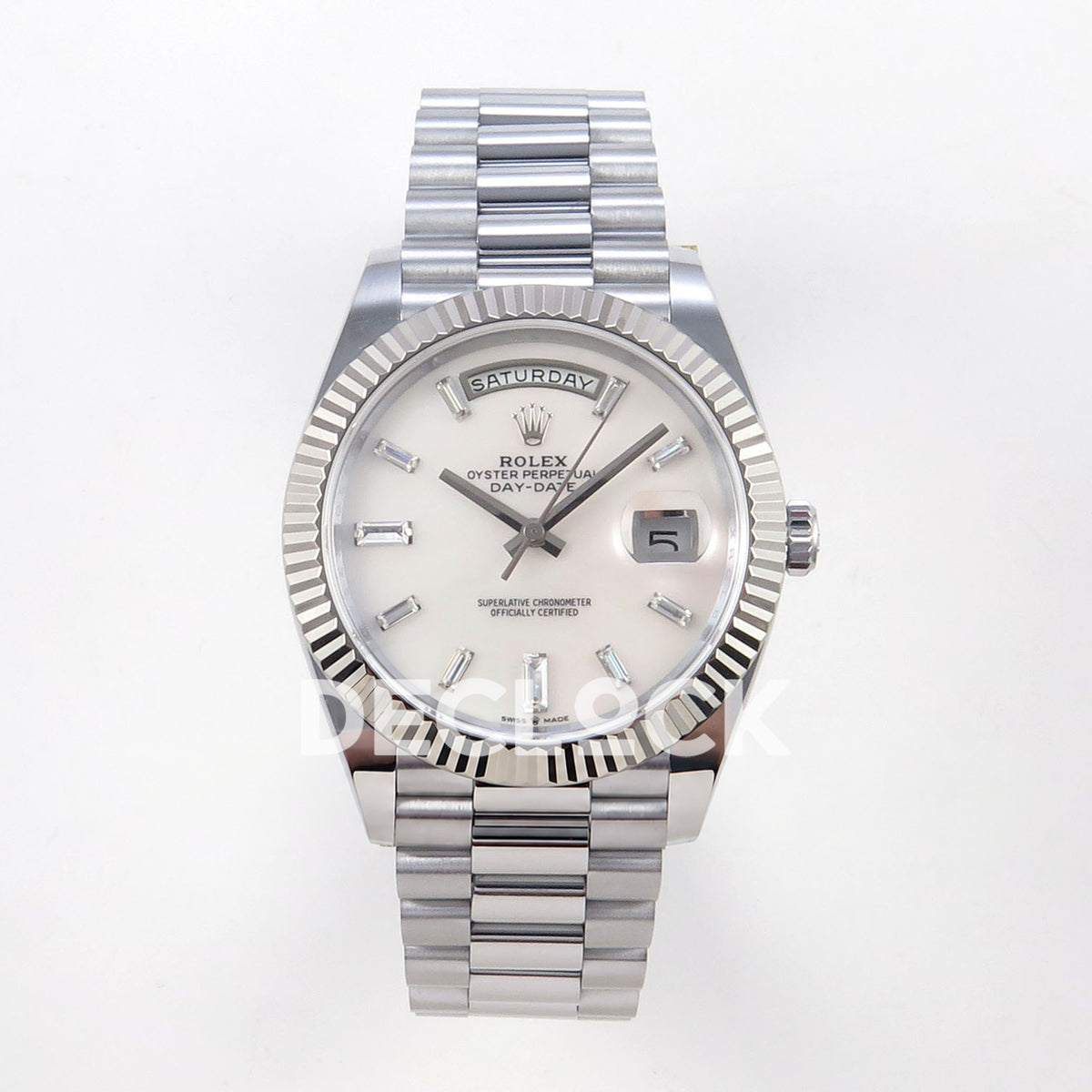 Rolex Day-Date 40 228239 QF White MOP Gem Dial Steel President JH3255 V9 replica - front